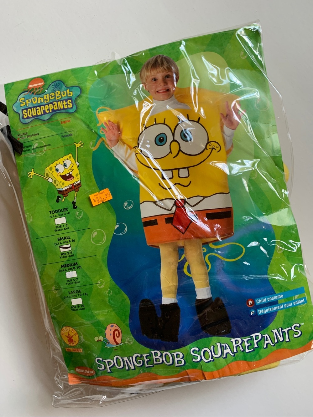 SpongeBob Costume Size Large-XXL